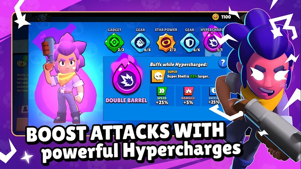 Brawl Stars — capture officielle montrant plusieurs brawlers dans une illustration officielle du jeu