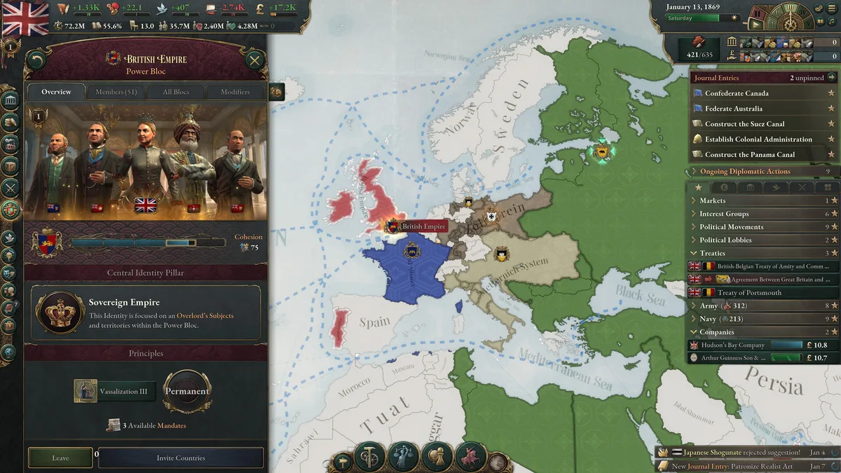 Victoria 3 — capture officielle montrant carte, unités ou combat 1