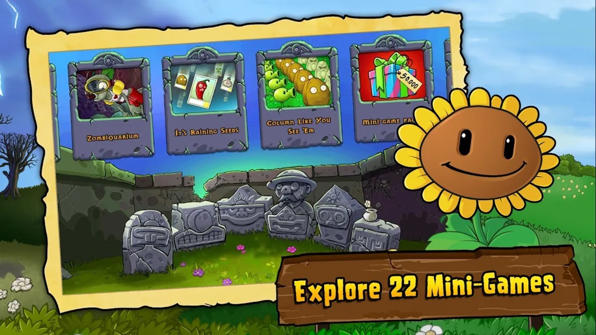Plants Vs Zombies — capture officielle montrant l'interface du jeu