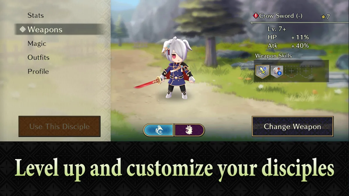 Fire Emblem Shadows — capture officielle montrant l'interface du jeu